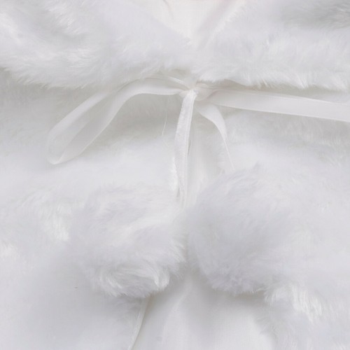Girls Faux Fur Long Sleeve Jacket Coat Wedding Shawl Bolero Shrug Winter Outwear - Picture 13 of 30