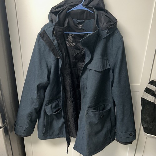 LL Bean Tek 3in1 All Season Parka Jacket Waterproof Coat 284416 Blue