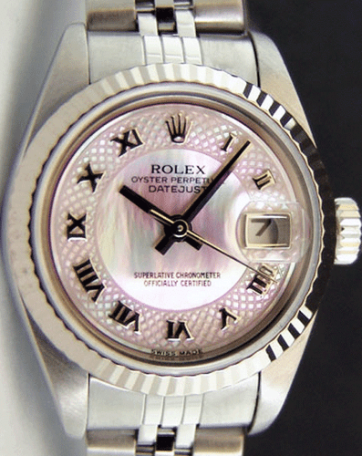 ROLEX Ladies 18kt White Gold & SS DateJust MOP Deco Roman Dial 79174 SANT BLANC - Picture 5 of 6