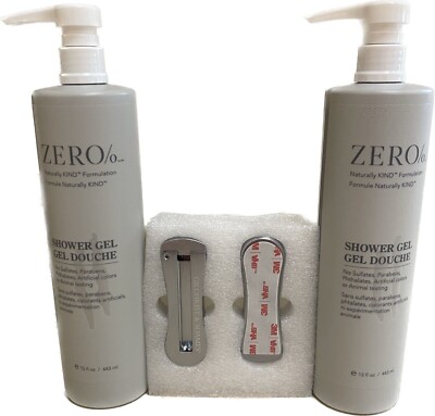 Gilchrist & Soames Zero% 2 Shower Gel 15 OZ Naturally KIND & 2 Brackets 