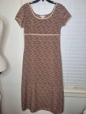 #ad VTG Express Floral Dress Brown Empire waist 11 12 Cottagecore prairiecore modest $35.00