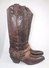 VIC MATE Western Boots Womens Tall Leather Brown Cowgirl Italian Boots  Size 40
