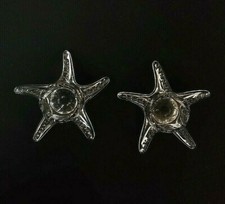 2 Starfish Nautical Bubble Candle Holder Crystal Glass Hobnail Beach Decor Rare