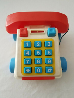 Vintage Toddler Play Phone Bell Rings Chicco Made In Italy phone rolls
