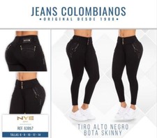 NYE JEANS COLOMBIANOS, Butt Lifter High Waist Black Denim Push Up Jeans 63857