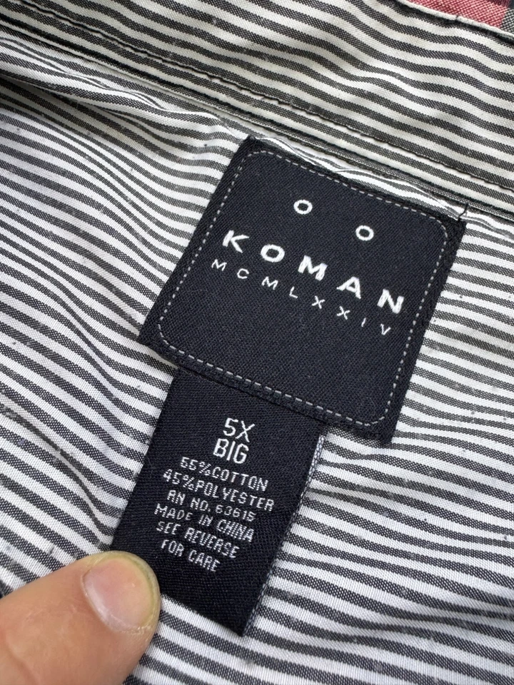 Camisa masculina vintage Koman 5XB grande xadrez tartan vermelho ocidental rockabilly cowboy anos 90 Y2K - Imagem 3 de 4