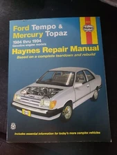 Repair Manual Haynes Ford Tempo & Mercury Topaz 1984 thru 1994 maintenance torqu