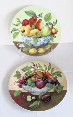 Two Email de Limoges decore a la main a L. Marino I. Goldinger Dinner Fruit Plat