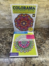 Colorama And Zen Doodle Adult Coloring Books w/Flowers, Paisleys, etc Set Of 2