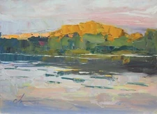 Landscape painting Original art Impressionism Oil on panel by S. Chernyakovsky