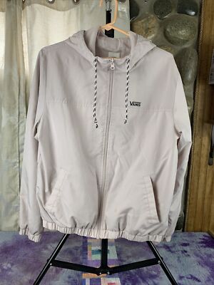 Vans Windbreaker Jacket Women Medium Light Pink Hooded Mesh