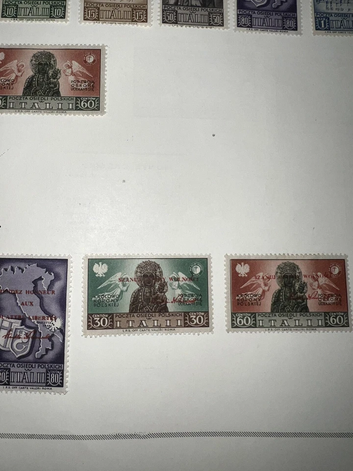 1946 WW2, Polish 2nd Corps Stamps, 4 Freedoms w/ Franklin Roosevelt Ovpt, MNH,OG - Image 3 of 4