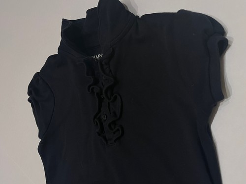 ✨Girls Size Medium (5), Chaps Approved Schoolwear, Black, Collar, Ruffle, Button - Picture 4 of 10
