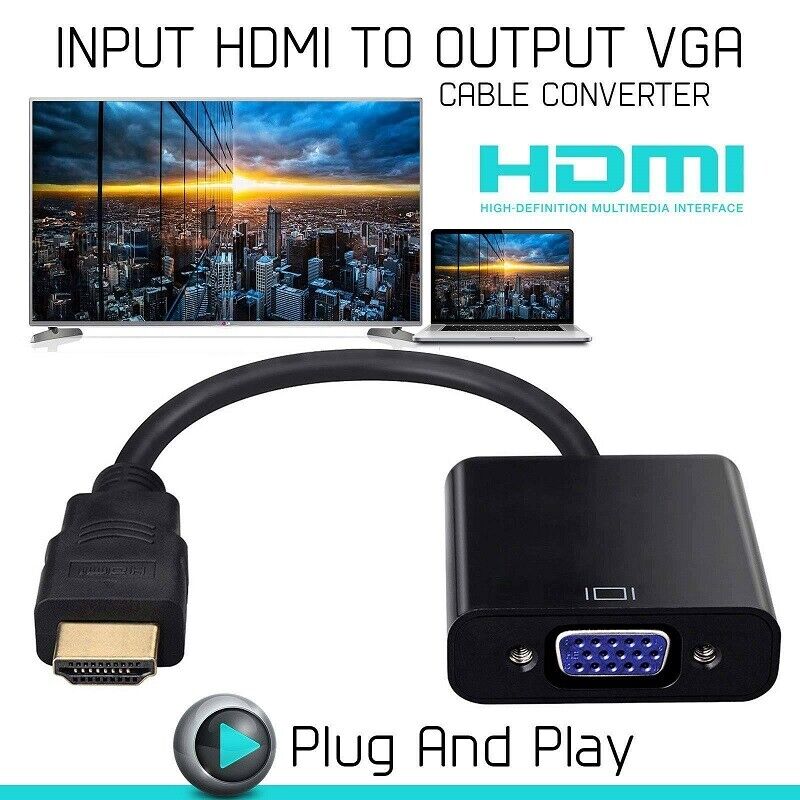 HDMI Male To VGA Female Converter Adapter Cable Audio for 1080P Monitor Output