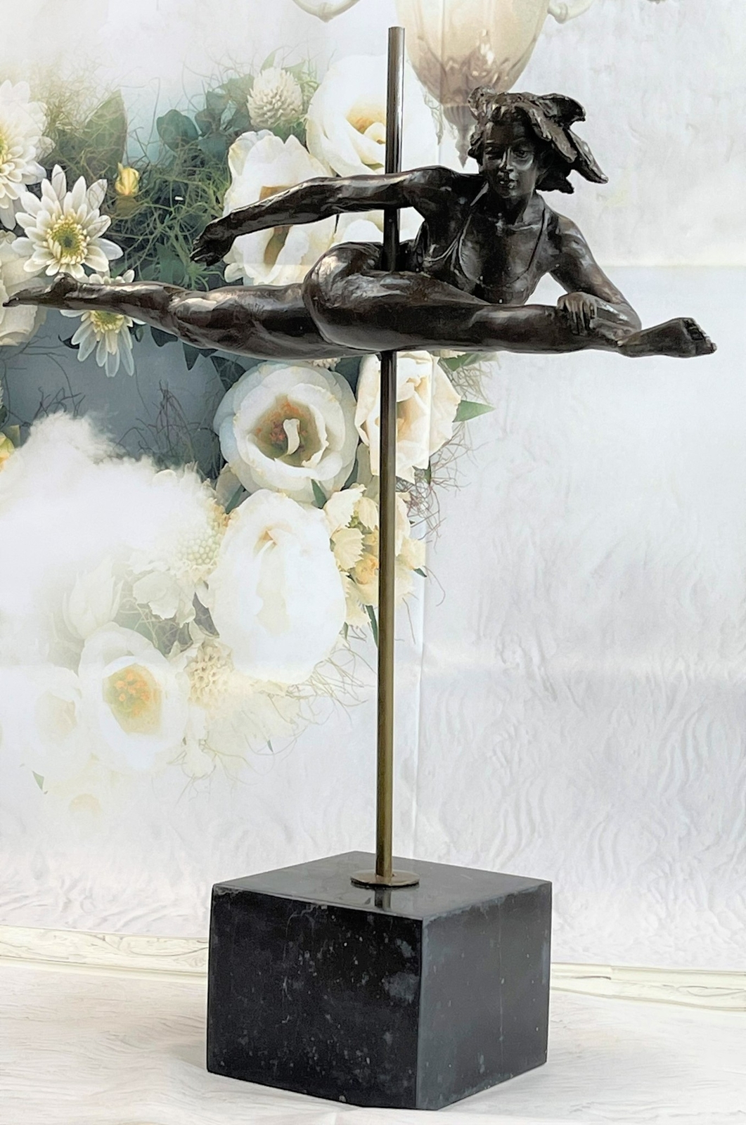 Art Deco  Contemporary Olympian  Gymnast Nude Female Bronze Statue 