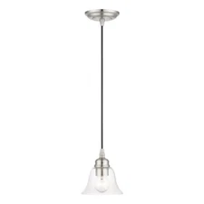Livex Moreland 1 Light Single Pendant, Brushed Nickel/Clear - 46480-91