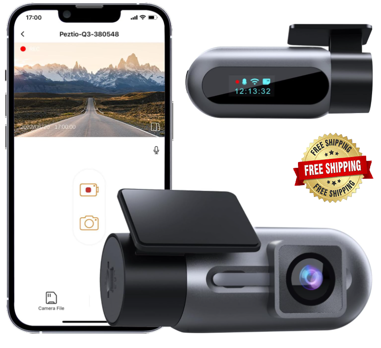 WiFi Camara De Seguridad Para Auto Record Accidentes Salpicadero Dash Cam 64GB