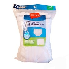 Hanes Boys 6 Pairs White Briefs/Underwear-14/16