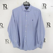 Men's Polo Ralph Lauren Performance Dress Shirt Size XL Blue Plaids Stretch Golf