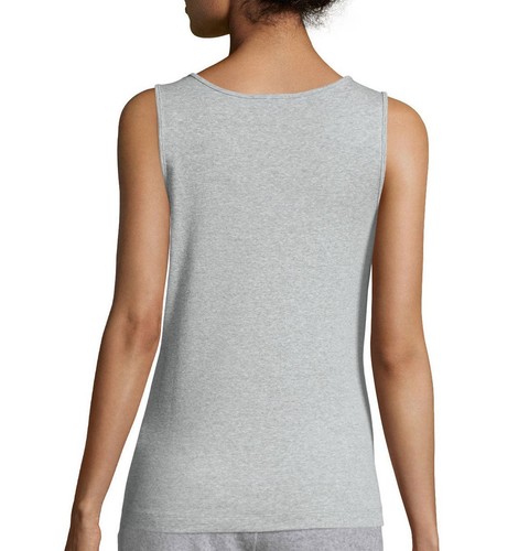 Joan Vass Petite Grey Heather 100% Cotton Classic Basic Rib Scoop Neck Tank 2P L - Picture 2 of 3