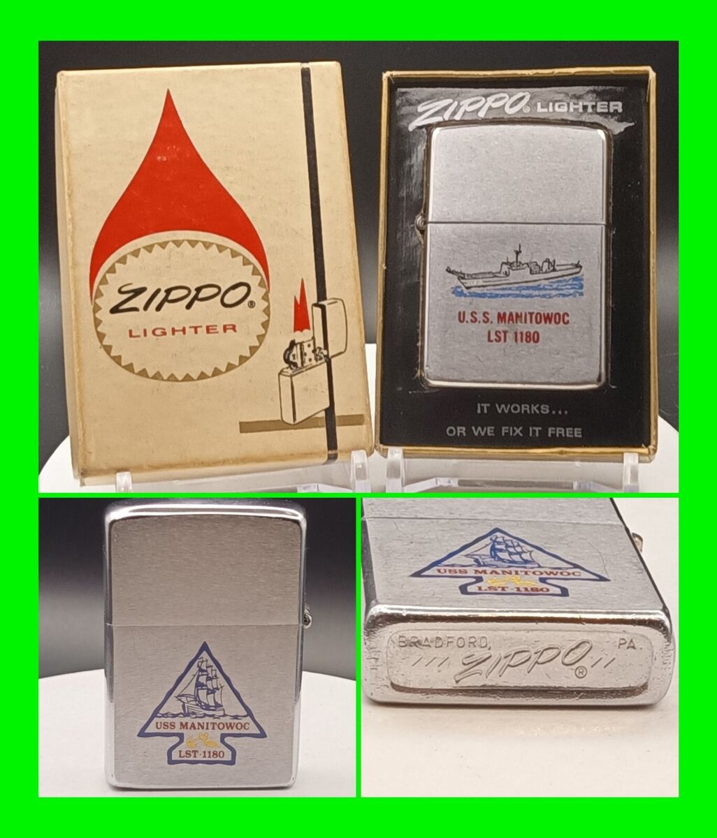 UNFIRED USS Manitowoc LST 1180 Double Sided Zippo Lighter w UNFIRED USS Manitowoc LST 1180 Double Sided Zippo Lighter w