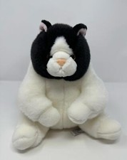 Vintage Sitting Fat Round Cat Plush Chonky Stuffed Tuxedo Black White Aurora