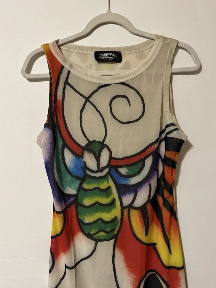 Vestido de malla Ed Hardy Siberia Hills tatuaje multicolor talla XL Foto 4 de 4