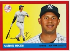 AARON HICKS 2020 TOPPS ARCHIVES RED # 23/75 SSP PARALLEL CARD # 28 NY YANKEES