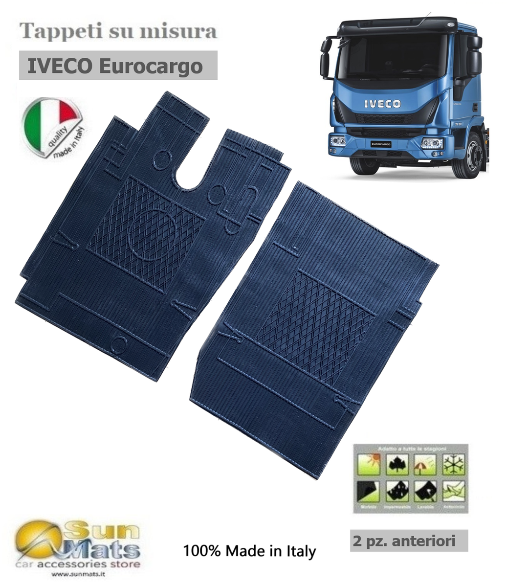 Set Tappeti in gomma per IVECO EUROCARGO 100%Made in Italy +Omaggio Profumino
