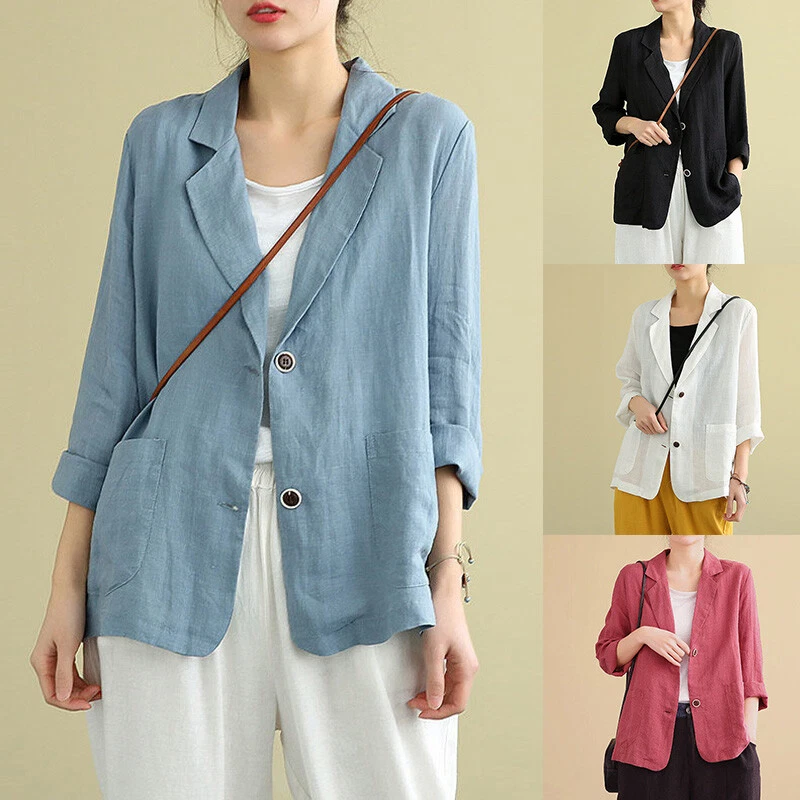Blue linen hotsell jacket ladies