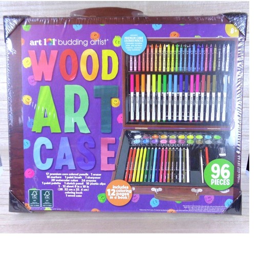 Art 101 Budding Artist Multifunctional Set Wood Art Case with 96 Pieces Age 8+