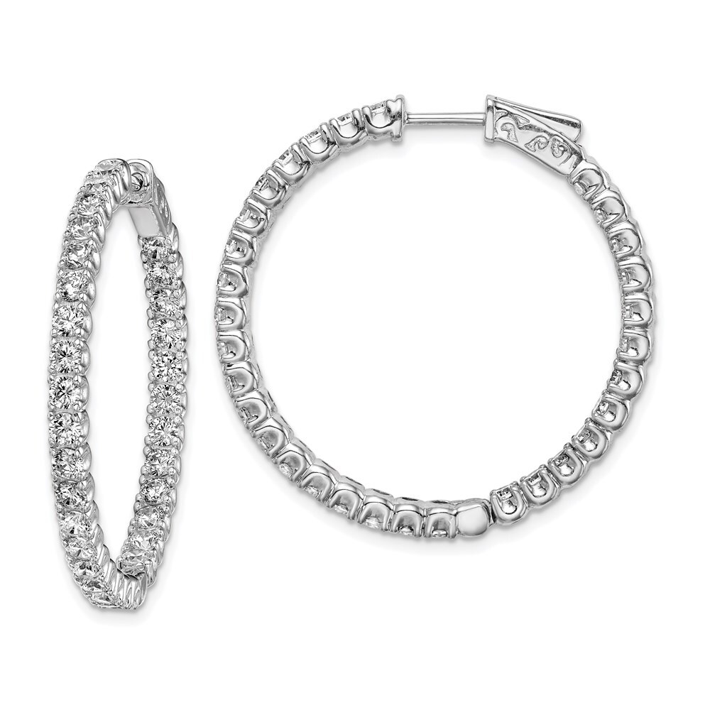 Sterling Silver 2.5mm Cubic Zirconia In and Out Round Hinged Hoop Earrings 8.6gm