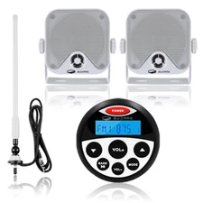 Boat Radio Marine Audio Package w/ 4'' Waterproof Stereo Speaker for Car Jet Ski