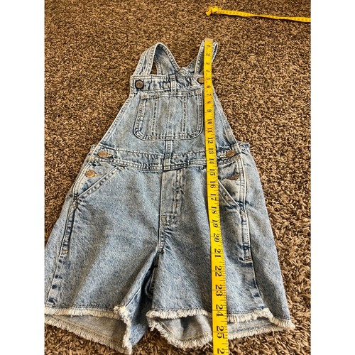 Gap Short Overalls Girls Sz M/8 Medium Wash Raw Hem Shortalls - Picture 7 of 8