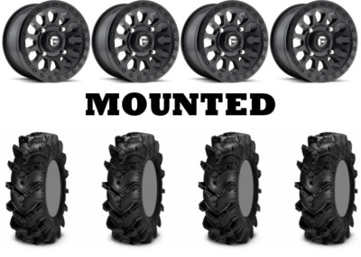 Kit 4 ITP Cryptid Tires 32x10-15 on Fuel Vector Matte Black D579 Wheels CAN