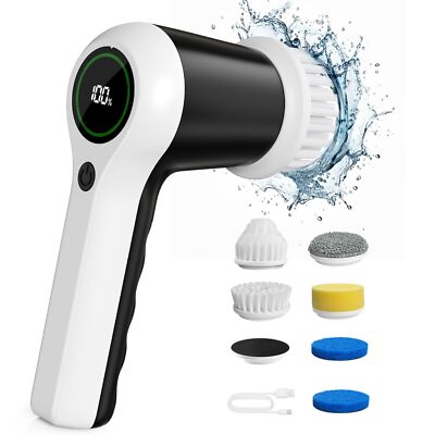 Electric Spin Scrubber, Cordless Shower Scrubber with Battery Level Display, ...