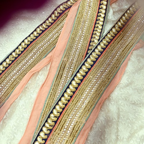 Indian Vintage Sari Border Hand Embroidered Craft Trim 1Yd Lace Sewing Ribbon - Picture 13 of 13