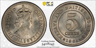 1961 KN Malaya & British Borneo 5c PCGS MS62