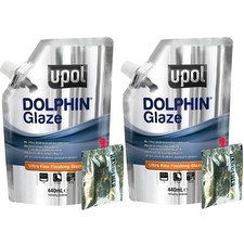 2x U-POL Dolphin Glaze 440ml ?Self-Levelling Fine Finishing Filler with Hardener