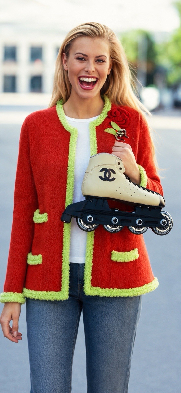 Chanel Vintage 2004 Red Cardigan Sweater 40 42 44 8 10 12 Jacket Coat Top M L image 3