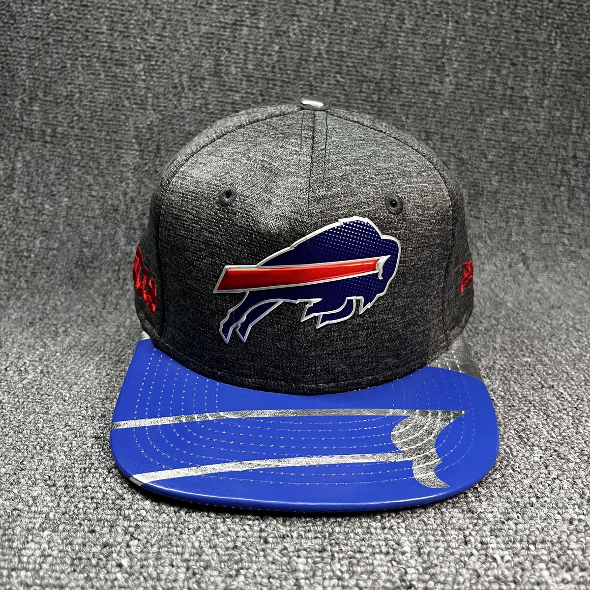 New Era 9FIFTY Buffalo Bills Snapback Hat Heather Grey Blue Graphic Brim Cap