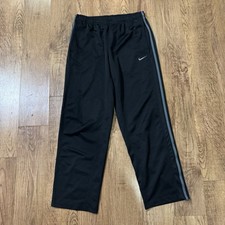 Vintage Y2K Nike Black Gray Striped Baggy Track Pants Soccer Training Mens Large