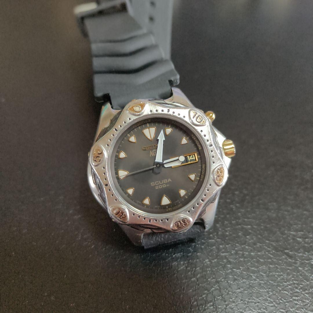 【稼働】SEIKO AGS SCUBA 200M 腕時計 メンズ ダイバー Seiko AGS Scuba 200m Diver Watch Men's Kinetic Quartz