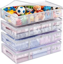 4pcs 90L Under Bed Storage Containers Bins Clear Closet Underbed Organizers