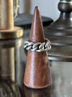 Vintage Sterling Silver Chunky Flat Curb Link Chain Ring Unisex US 8 1/2