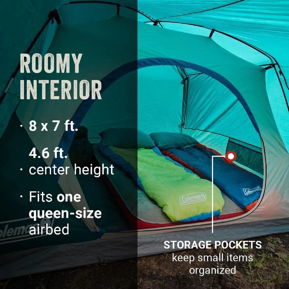 Tienda Coleman Skydome para 4 personas con vestíbulo de vuelo completo Color: verde Foto 3 de 4