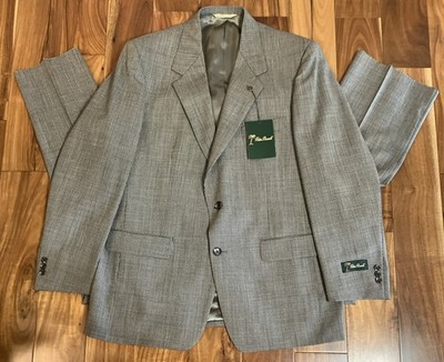 Vintage Palm Beach Houndstooth Wool Two Piece Suit 46L NEW 34x40 Formal Business
