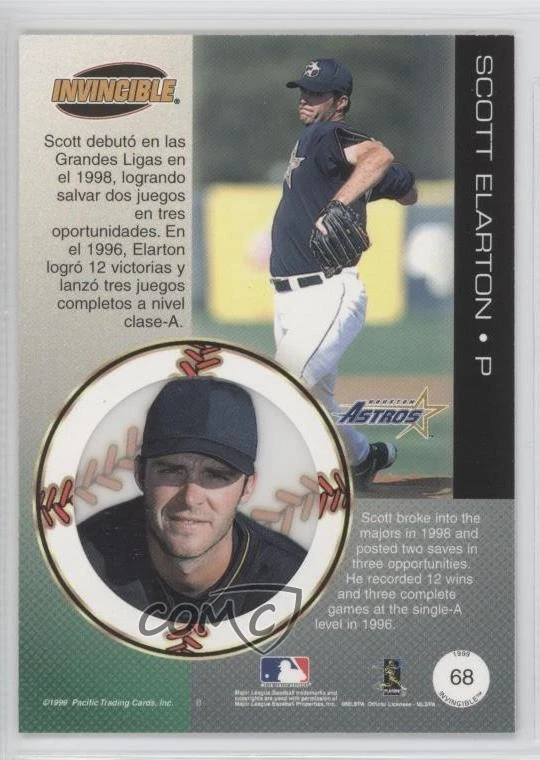 1999 Pacific Invincible Scott Elarton #68 - Image 2 of 2