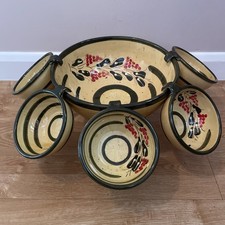 Ceramic Punch Bowl set with 5 punch cups