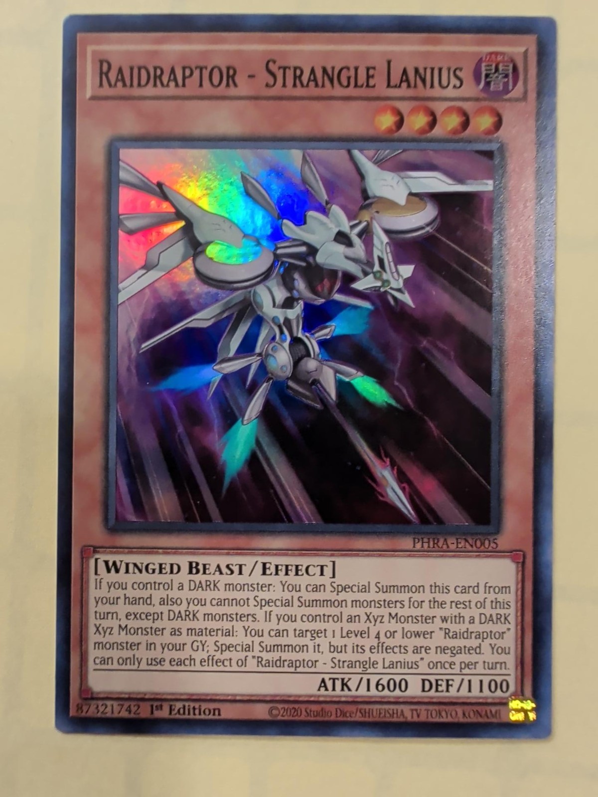 Yu-Gi-Oh! Raidraptor - Strangle Lanius PHRA-EN005 Super Rare 1st Ed NM